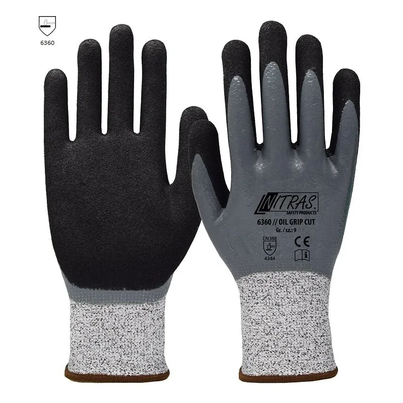 10 Paar Schnittschutzhandschuhe NITRAS® 6360 Oil Grip Cut Gr. 11