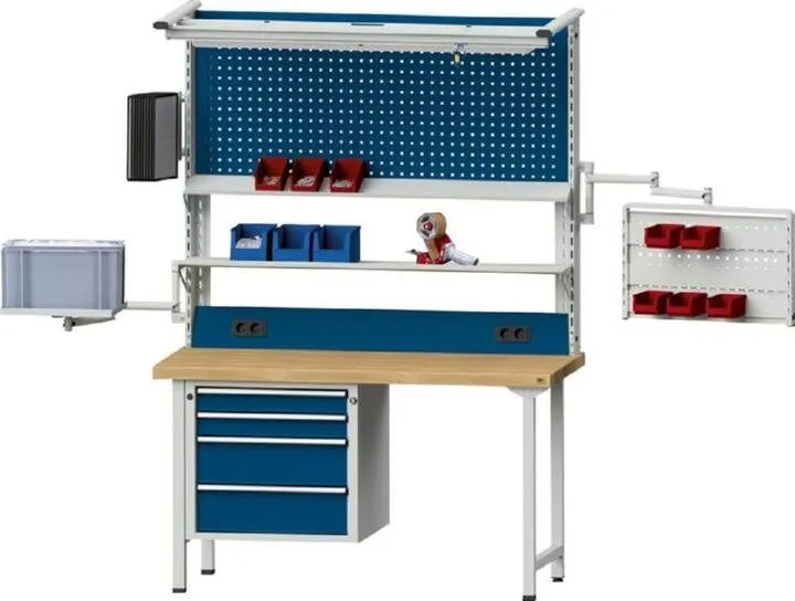 Anke Werkbänke Lochwand für Werkbänke 2000mm Hoch 400mm enzianblau lichtgrau